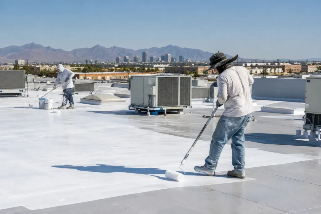 Roofing Contractor in Mesa, AZ Repairing Loose Ridge Caps on a Residential Tile Roof