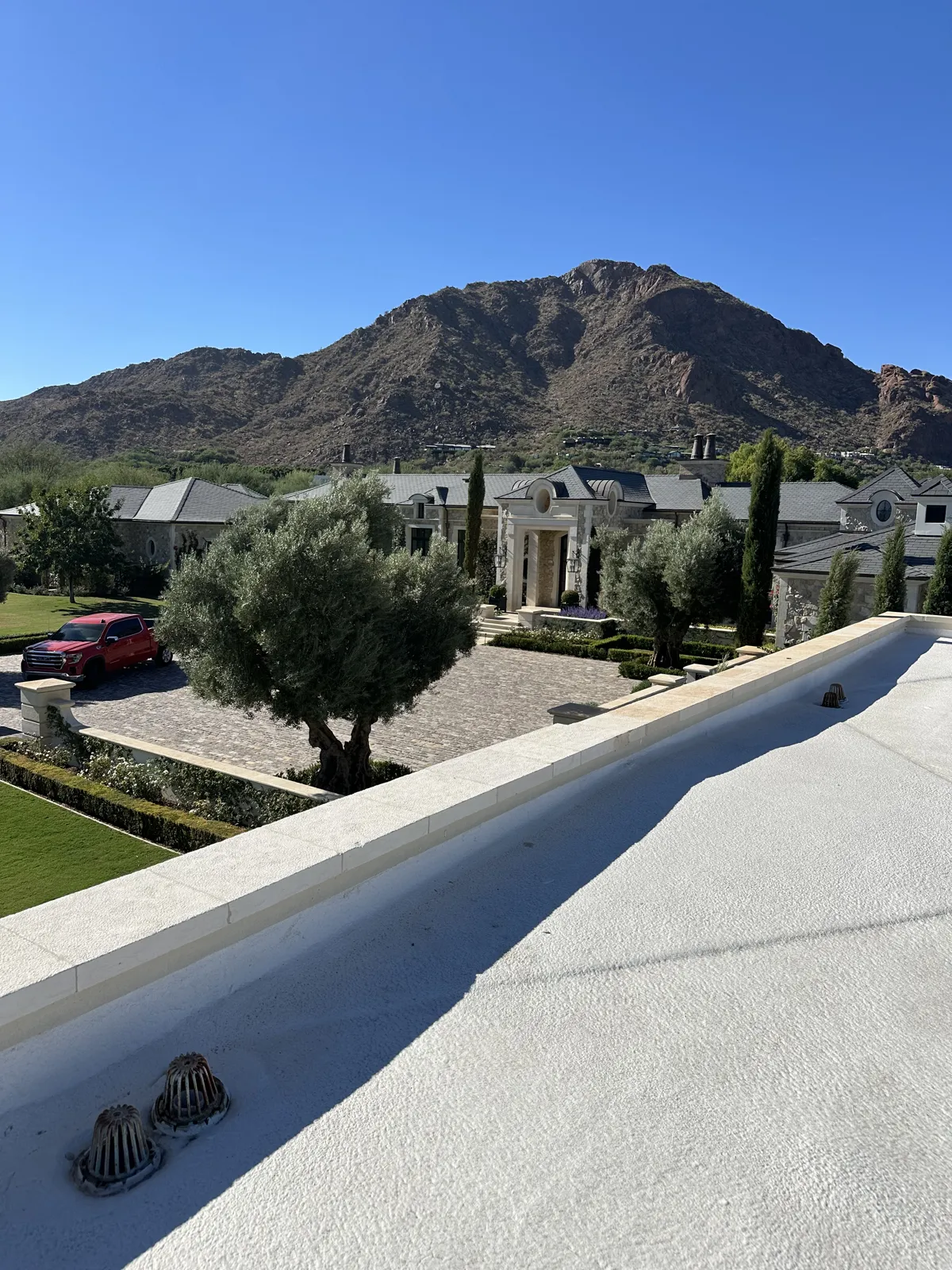 Flat foam roof inspected by Elite Roofing on a Phoenix-area home