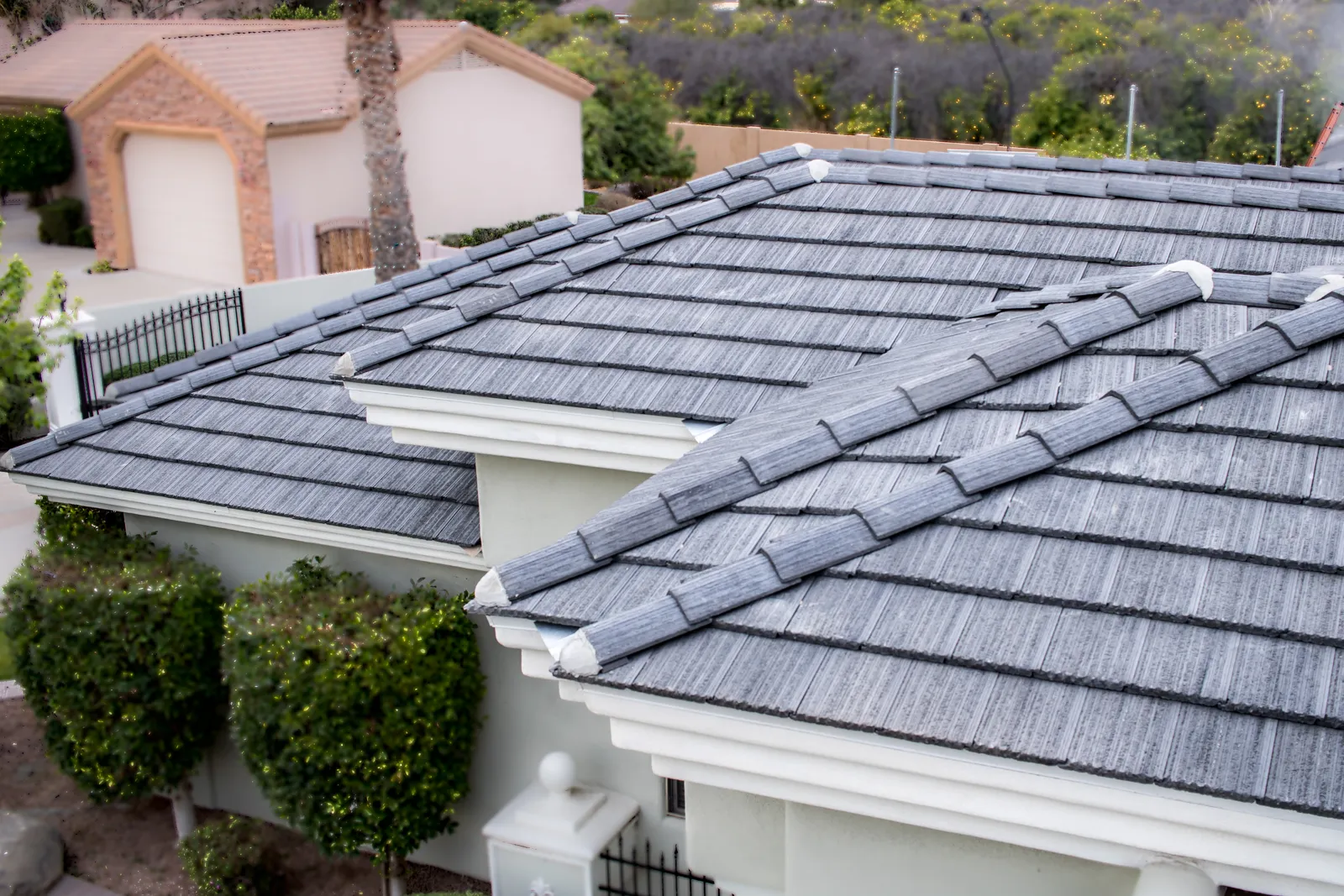 Completed concrete tile roof replacement on a home in the Phoenix area